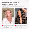 Vorher-Nachher Vergleich mit dem NovaCurl Ionen Welleneisen – sichtbar mehr Glanz, definierte Wellen und weniger Frizz.