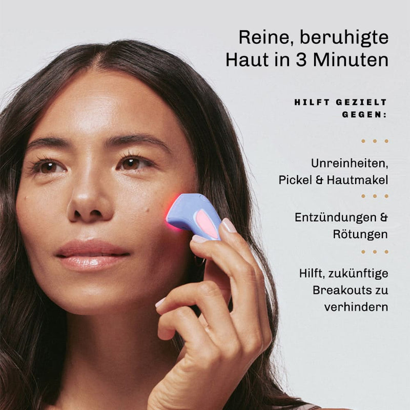 Silky Planet DermaClear Lichttherapie-Gerät – kompakt und kabellos, ideal zur Anwendung zuhause oder unterwegs.