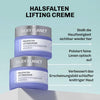 Detailaufnahme der Inhaltsstoffe der Silky Planet Hals-Falten Lifting Creme – Wirkkomplex mit Kollagen, Peptiden und Hyaluron für Straffung.