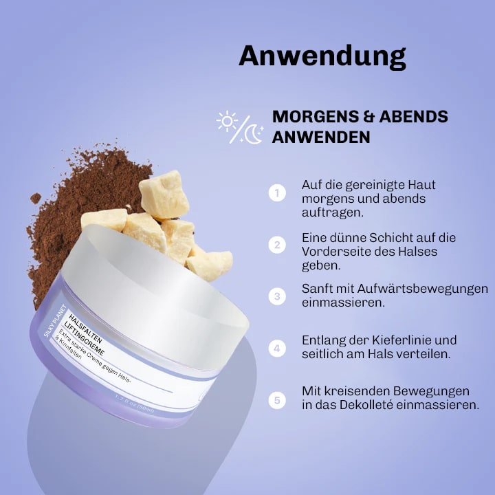 Seidig-leichte Textur der Silky Planet Hals-Falten Lifting Creme – zieht schnell ein und eignet sich ideal unter Kleidung oder Make-Up.