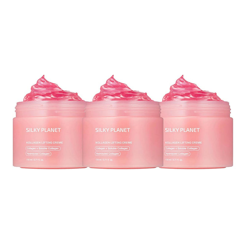 3er Set - Silky Planet Kollagen Lifting Creme – effektive Anti-Aging Pflege mit bioaktivem Kollagen, Peptiden und Hyaluron für sichtbar glattere Haut.