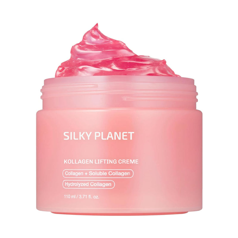 Silky Planet Kollagen Lifting Creme – effektive Anti-Aging Pflege mit bioaktivem Kollagen, Peptiden und Hyaluron für sichtbar glattere Haut.