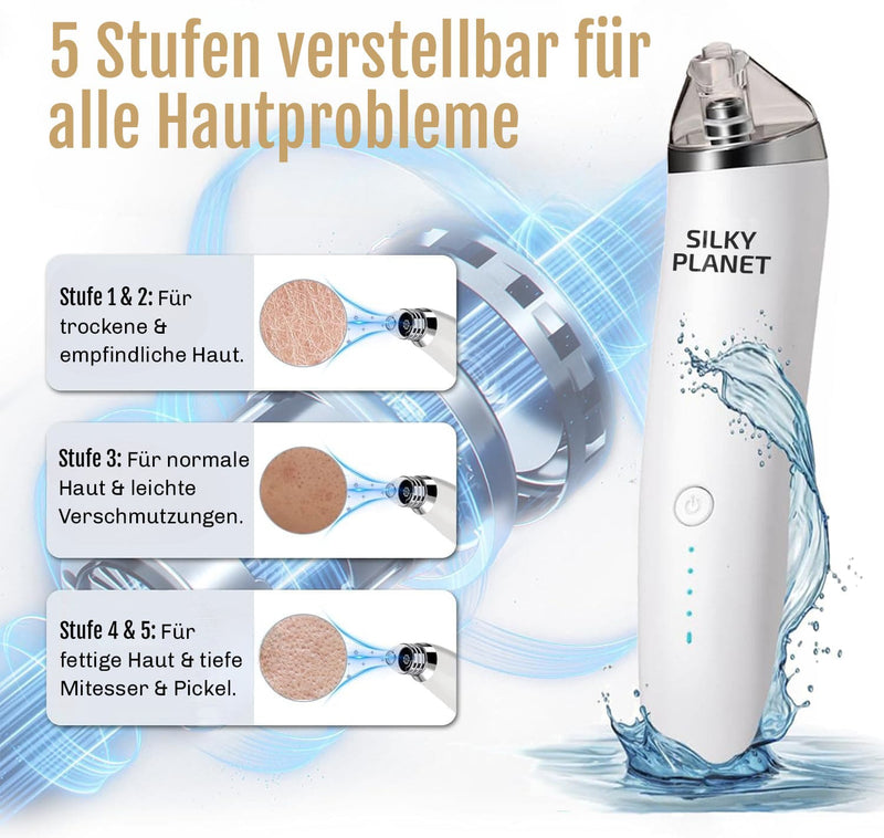 Ergebnis nach Anwendung des Silky Planet Porenreinigers – glatte, frischere Haut ohne erkennbaren Talgfilm und verstopfte Poren.