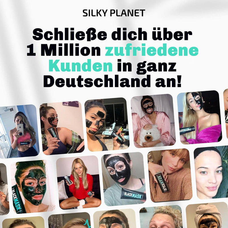 Ergebnis nach Abziehen der Silky Planet Mitesserentferner Maske – glatte, klare Haut ohne sichtbare Mitesser oder überschüssigen Talg.
