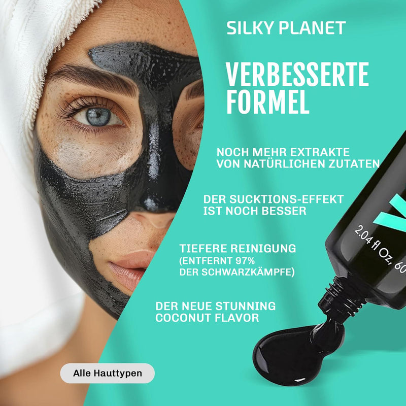 Silky Planet Mitesserentferner Maske – speziell geeignet für fettige und unreine Haut bzw. Mischhaut, reduziert Talgglanz und verfeinert Poren.