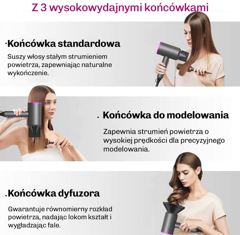 Suszarka redukujaca frizz i nadajaca objetosc wlosom