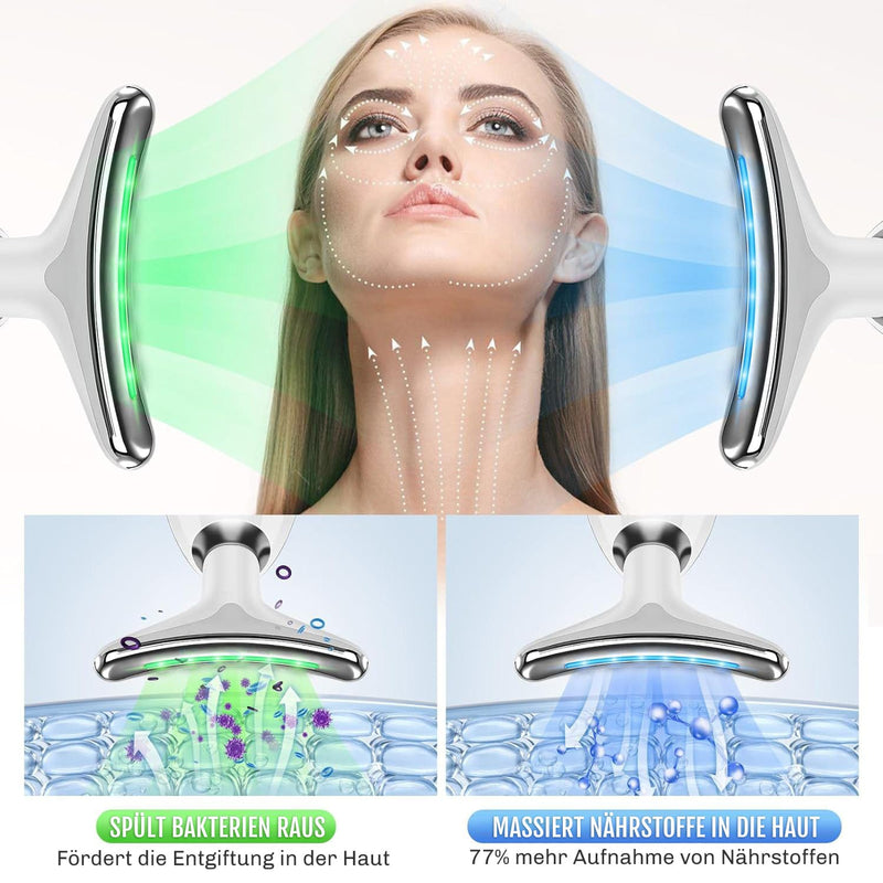 Anwendung im Gesicht: Micro Glow sanft über Wange und Stirn führen – gezielte LED Pflege