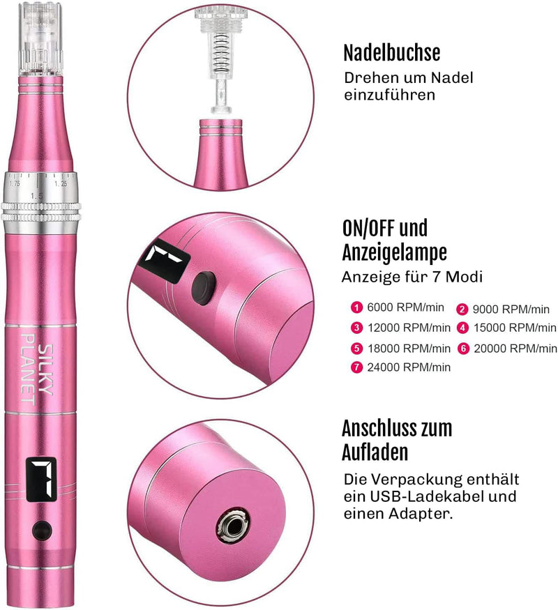 Hygienehinweis: Haut und Gerät vor/nach der Anwendung desinfizieren, Aufsatz nach jeder Sitzung wechseln