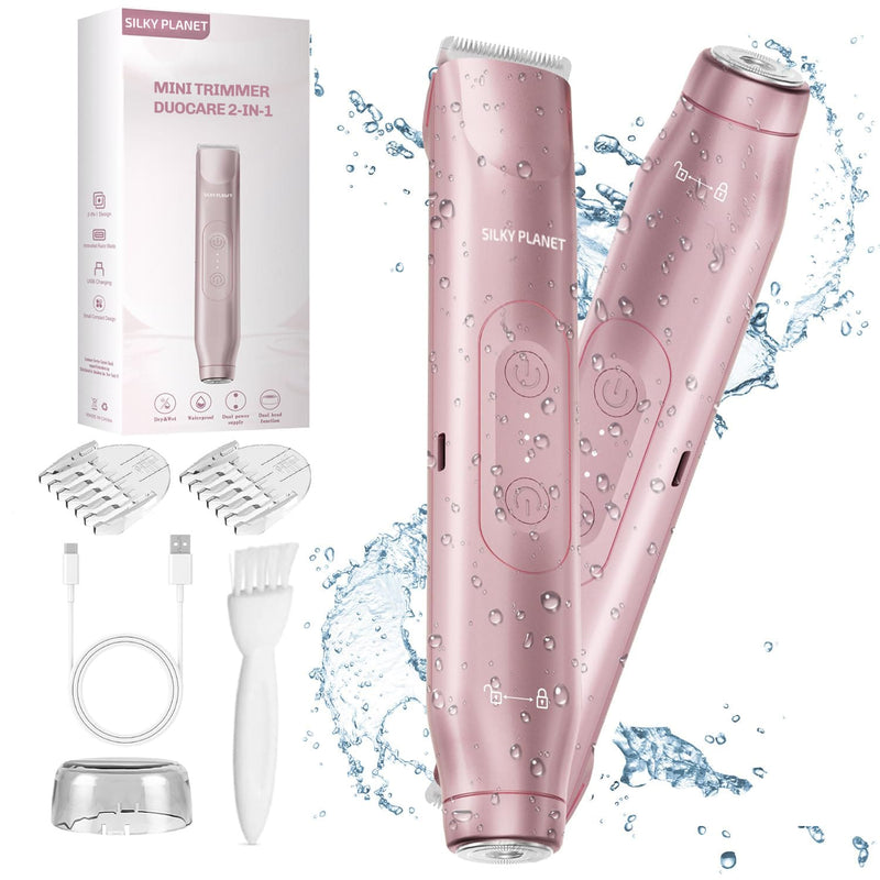 Mini Trimmer Damen 2-in-1 – Gesichts- & Body-Trimmer mit Aufsätzen, USB-C Ladezubehör, kompakt für Reisen