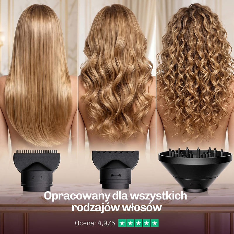 Suszarka z jonizacją ograniczająca puszenie i chroniąca włosy przed wysoką temperaturą.